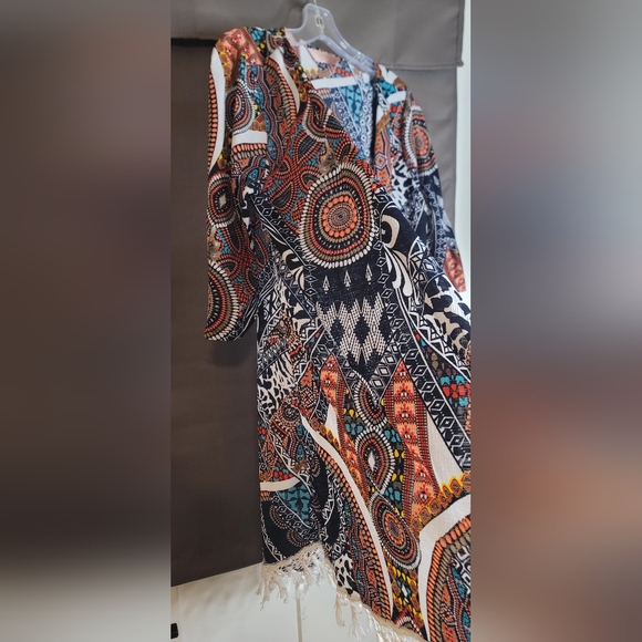 SJS Bohemian Style Colorful Cardigan With Tassels Sz L - Picture 9 of 13